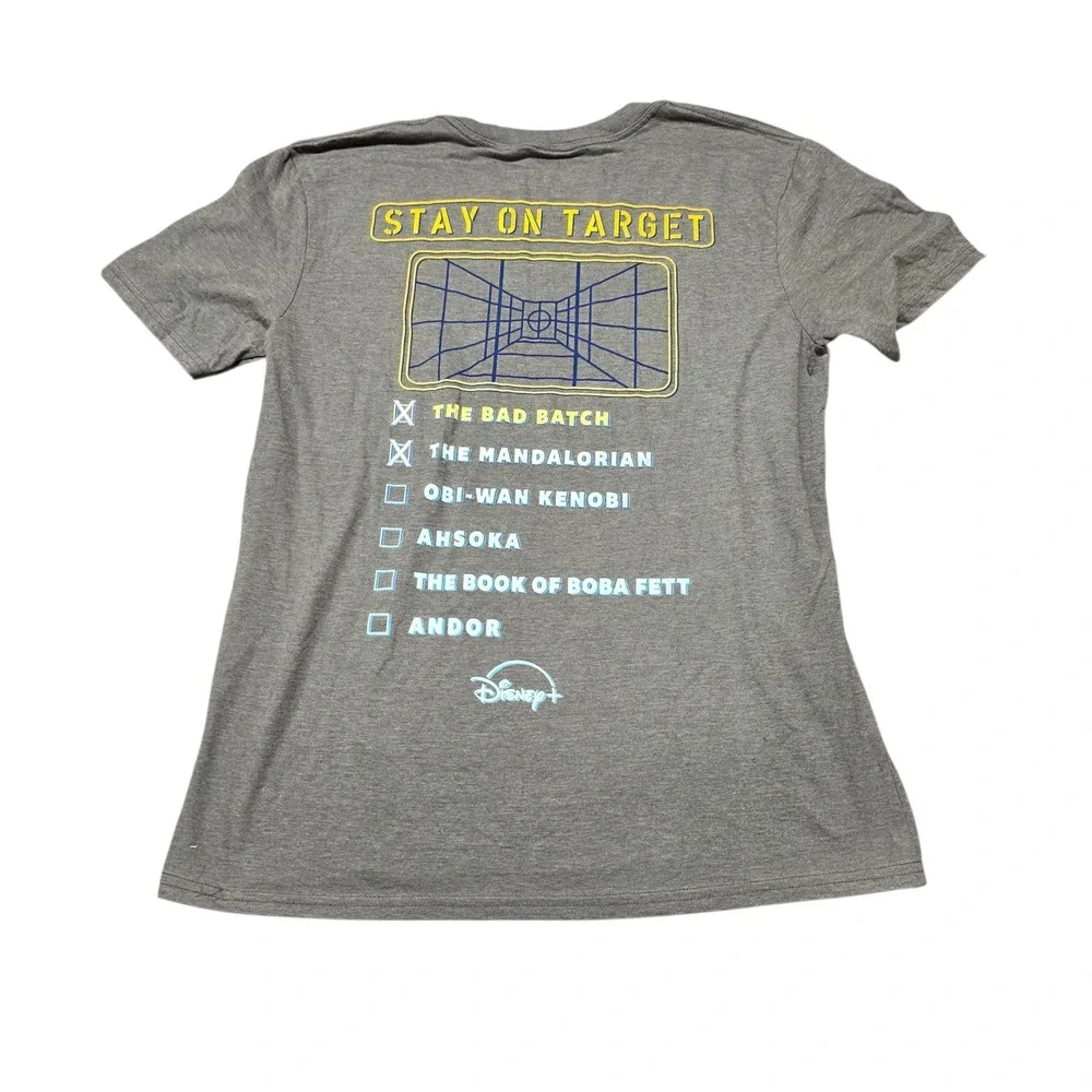 NEW Star Wars Disney+‎ Marathon Checklist Graphic T-Shirt Men's Medium Gray